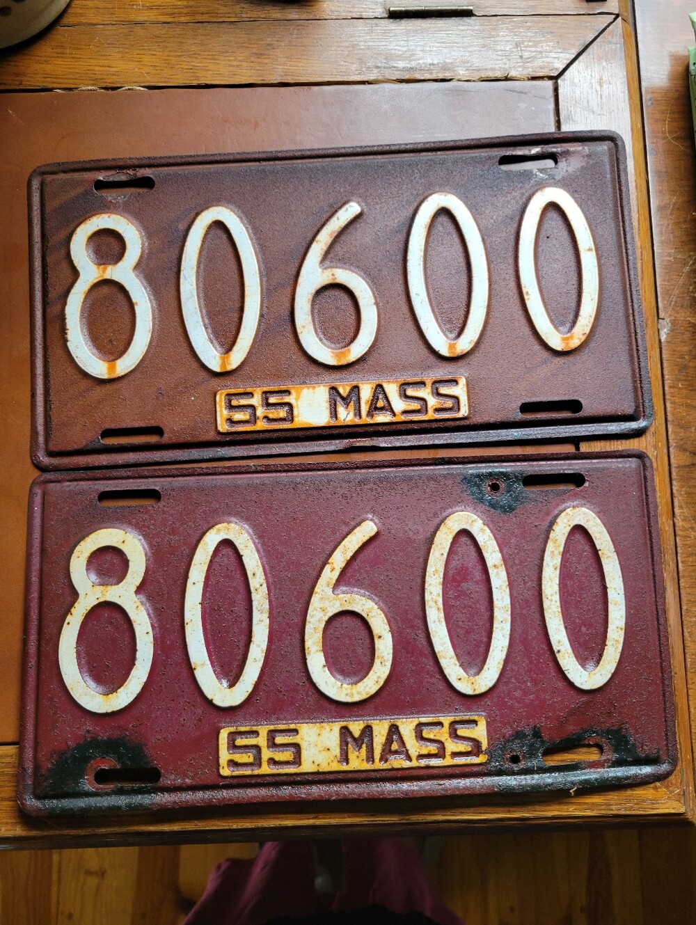 Vintage 1955 Massachusetts License Plates Matching Pair 55 MASS Tag Set 80600